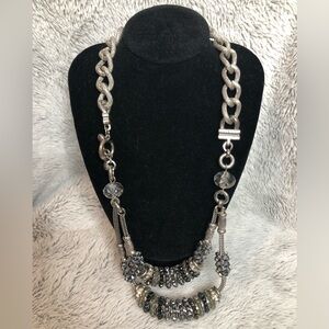 Handmade Silver Necklace with Beaded Accents